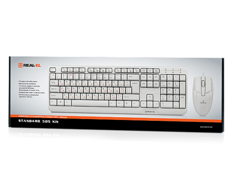 Клавиатура + мышка REAL-EL Standard 505 Kit белые, numer zdjęcia 4