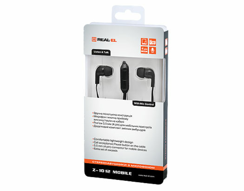 Навушники REAL-EL Z-1012 Mobile з мікрофоном  4pin, photo number 3