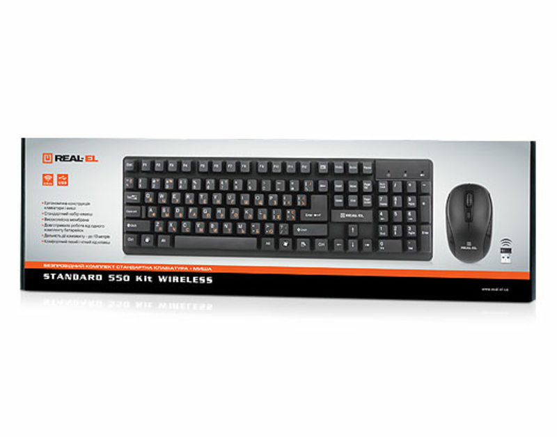Клавіатура + мишка REAL-EL Standard 550 Kit Wireless беспровідні, фото №3