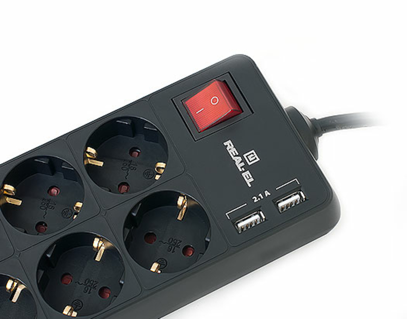 Фільтр-подовжувач REAL-EL RS-8 PROTECT USB 3m чорний, numer zdjęcia 6