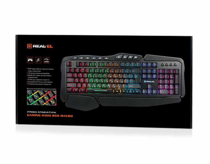 Клавіатура REAL-EL Gaming 8900 RGB Macro ігрова з підсвічуванням, photo number 3