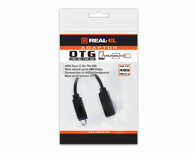 Кабель REAL-EL USB OTG Type C 0.1m черный, numer zdjęcia 3