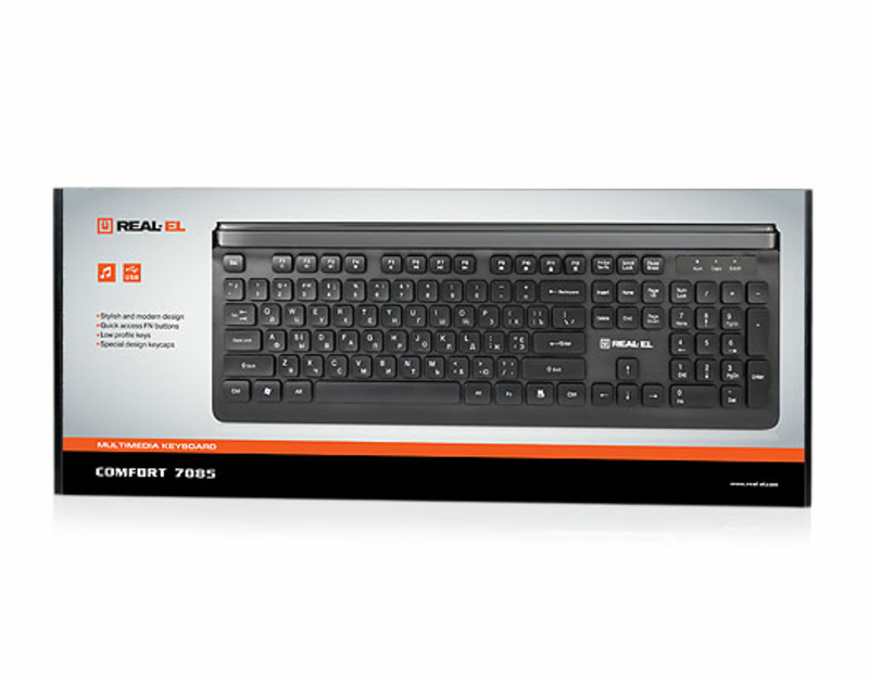 Клавіатура REAL-EL Comfort 7085 USB чорна, фото №3