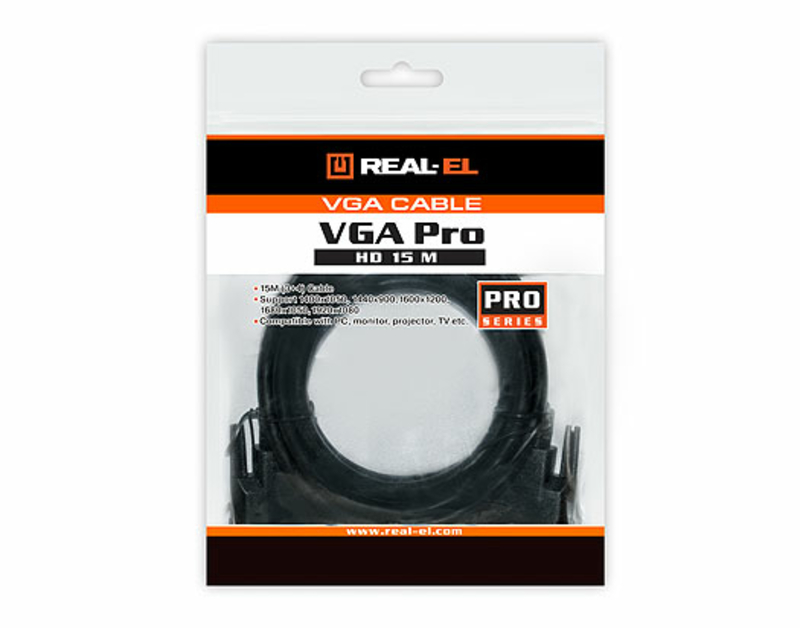 Кабель REAL-EL VGA HD15M-VGA HD15M Pro 1.8m black, фото №3
