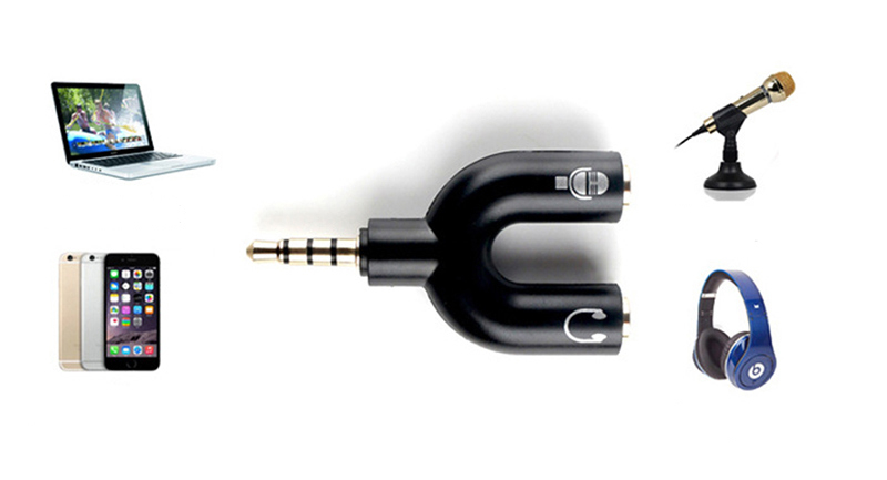 Адаптер SSE Audio 3.5mm M 4pin - 2x3.5mm F 3pin чорний, фото №3