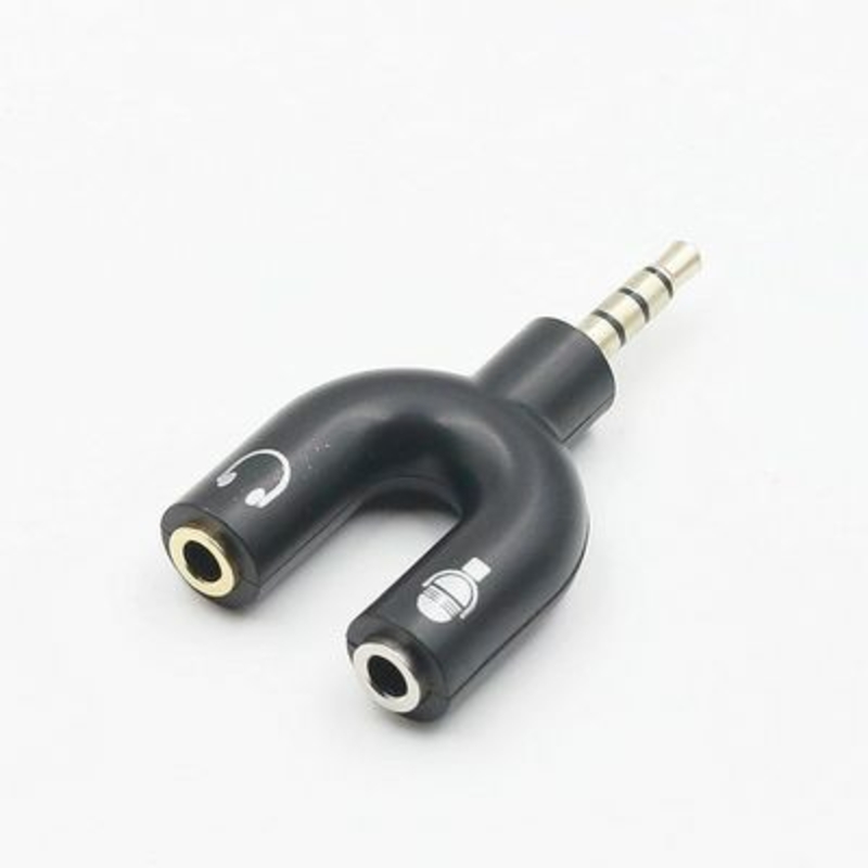 Адаптер SSE Audio 3.5mm M 4pin - 2x3.5mm F 3pin чорний, фото №6