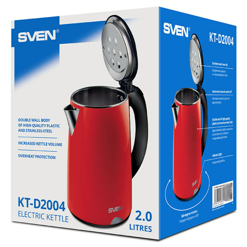 Чайник электрический SVEN KT-D2004 красный (2 л.), фото №7
