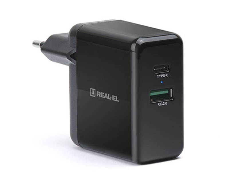 Зарядное устройство REAL-EL CH-350 USB (USB, Type-C + Quick Charge 3), фото №5