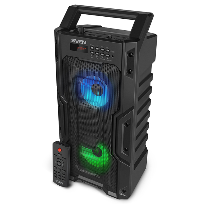Колонка SVEN PS-435 Black (20W, TWS, Bluetooth, FM, USB, microSD, LED-display, RC, 2x2000mA*h), фото №10