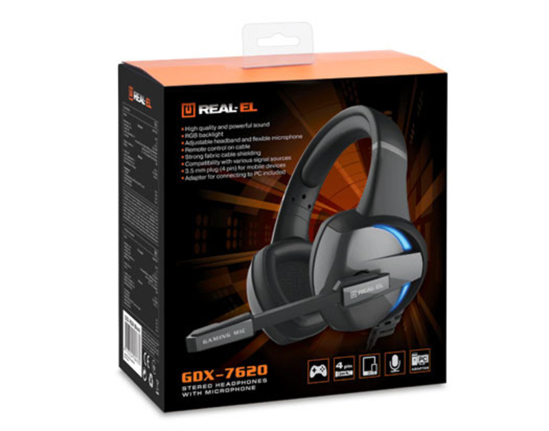Навушники REAL-EL GDX-7620 ігрові з мікрофоном 4pin + PC, фото №10