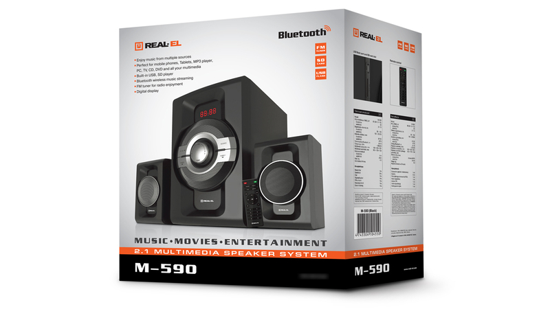 Колонки 2.1 REAL-EL M-590 black (60Вт, Bluetooth, USB, SD, FM, ДУ), numer zdjęcia 3