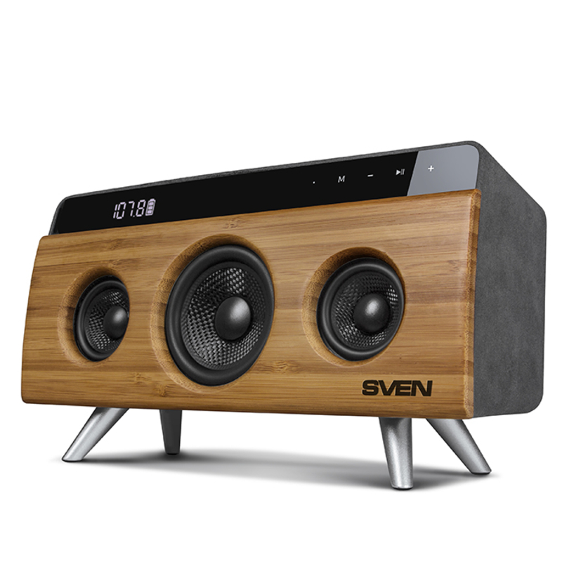 Домашняя аудио система SVEN HA-930 бамбук (30 Вт, Bluetooth, FM, USB, LED-дисплей, 2x2200мА*ч), photo number 2