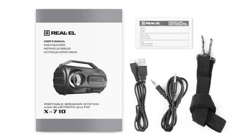 Колонка REAL-EL X-710 Black (bluetooth, подсветка, TWS, USB, Micro SD), фото №4