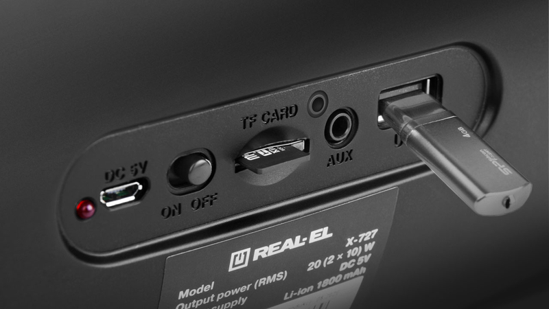 Колонка REAL-EL X-727 Black (bluetooth, подсветка, TWS, USB, Micro SD, handsfree), фото №7
