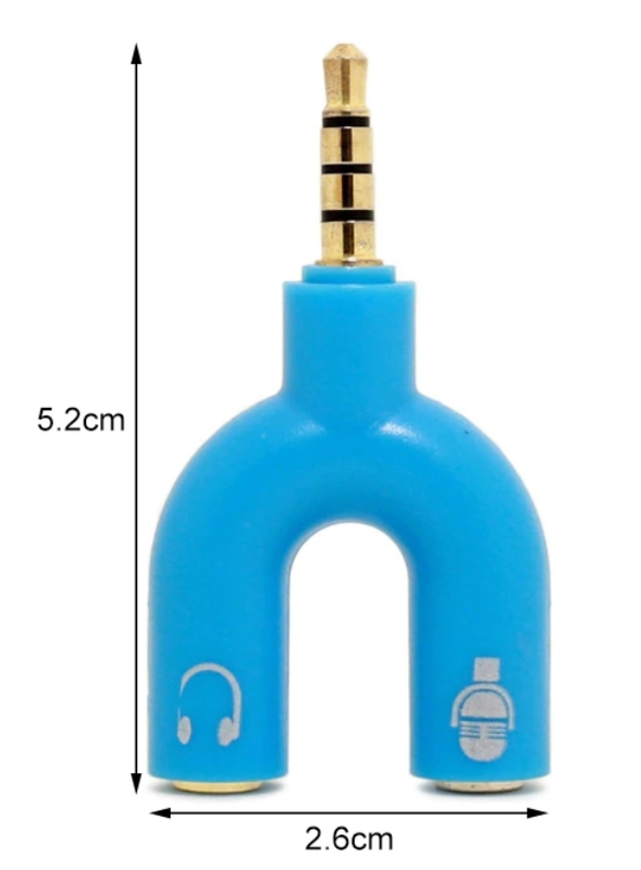 Адаптер SSE Audio 3.5mm M 4pin - 2x3.5mm F 3pin синій, фото №3