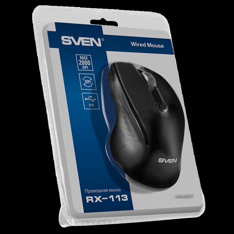 Мышка SVEN RX-113 USB черная, фото №3