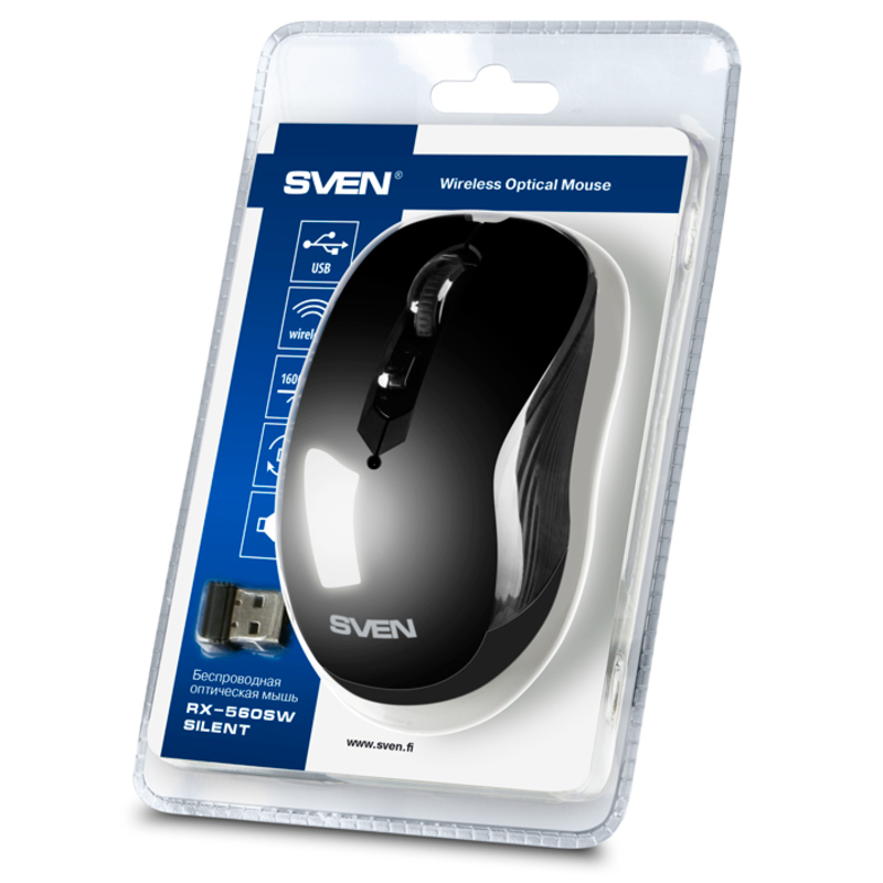 Мышка SVEN RX-560SW черная беспроводная тихая, numer zdjęcia 3