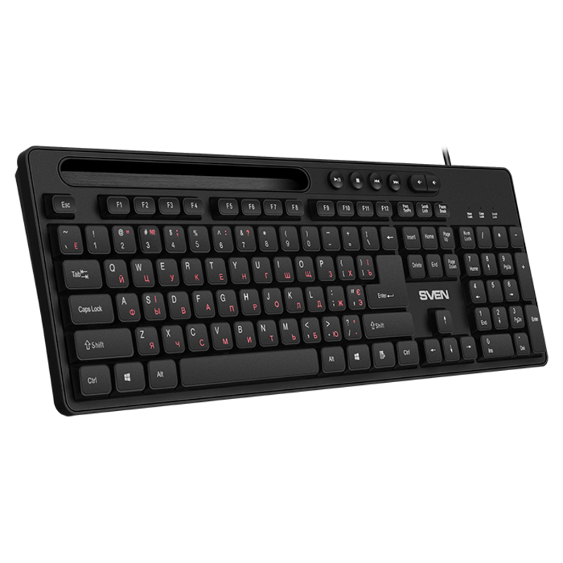Клавиатура SVEN KB-S302 USB черная с подставкой для смартфона, numer zdjęcia 4