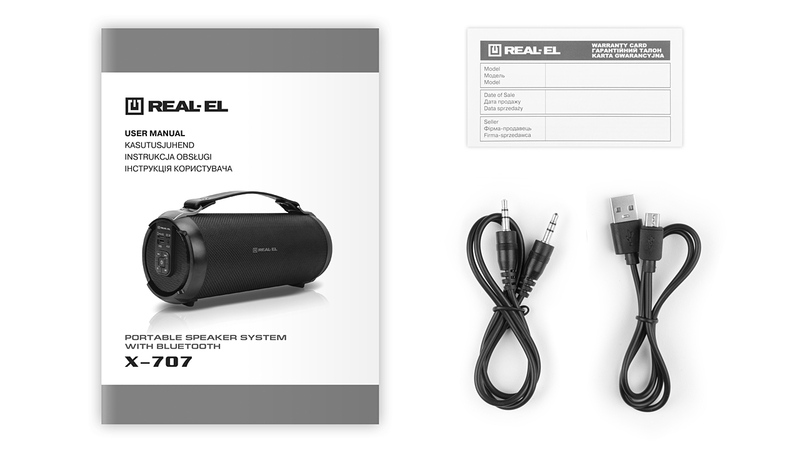 Колонка REAL-EL X-707 Black (8Вт, Bluetooth, USB, AUX, microSD,1500мА*год), фото №4