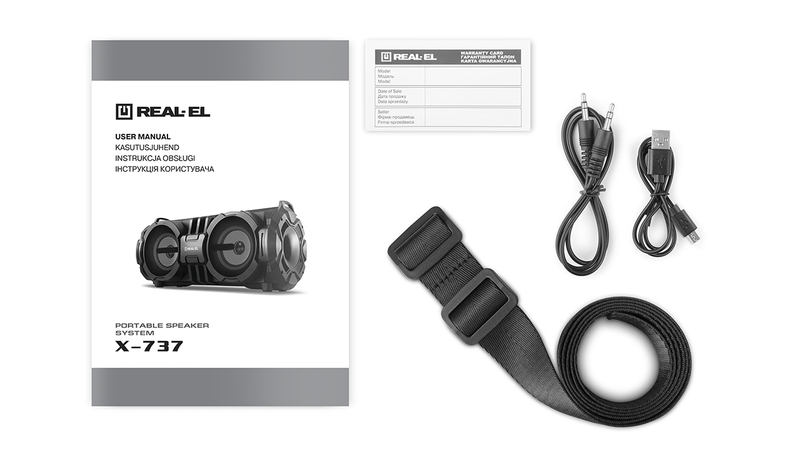 Колонка REAL-EL X-737 Black (28Вт,Bluetooth,USB,microSD,AUX,4000mA), photo number 4