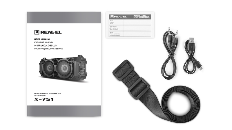 Колонка REAL-EL X-751 Black (36Вт,Bluetooth,USB,microSD,AUX,4000mA*), photo number 4