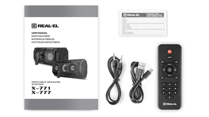 Колонка REAL-EL X-771 Black (50Вт,Bluetooth,USB,microSD,AUX,8000mA), photo number 4