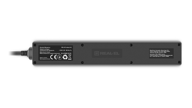Фільтр-подовжувач REAL-EL RS-6 Protect M black 1,8m чорний, numer zdjęcia 7