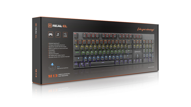 Клавіатура REAL-EL M 13 grey ігрова механічна з підсвічуванням, numer zdjęcia 3