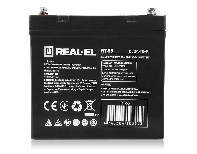 Акумуляторна батарея REAL-EL RT-55 (12V 55Ah), numer zdjęcia 5