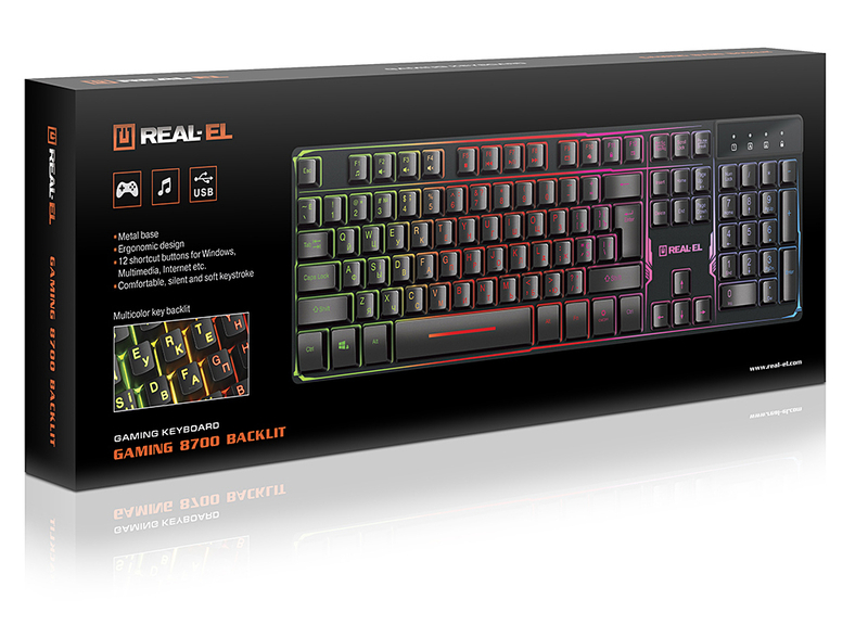 Клавіатура REAL-EL Gaming 8700 Backlit USB ігрова з підсвічуванням, photo number 3