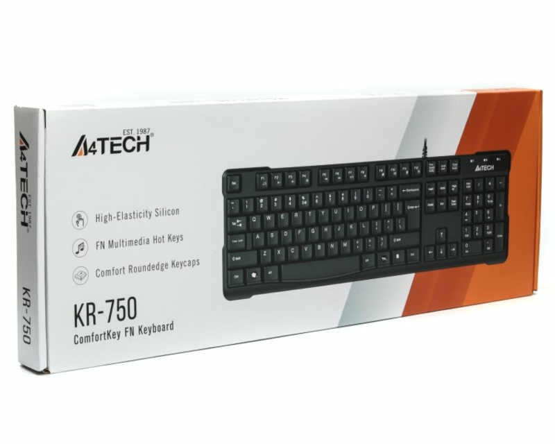 Клавіатура A4-Tech KR-750 USB, чорна, 103 keys, Win.Vista x86 Comfort Rounded Edge keyboard, фото №6