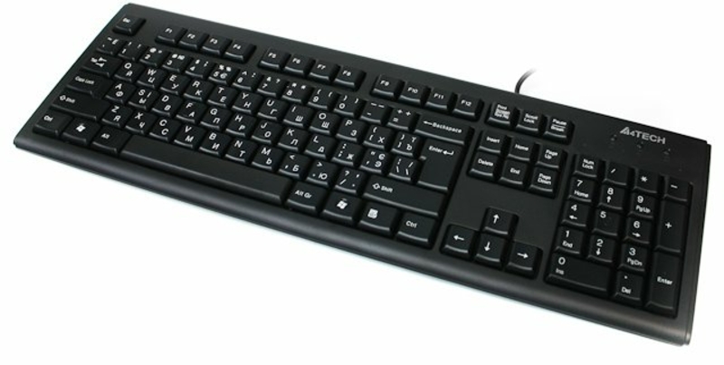 Клавіатура A4Tech KR-83 PS/2 (Black), чорна, 104клав, Великий Enter Comfort Rounded Edge keyboard X-slim