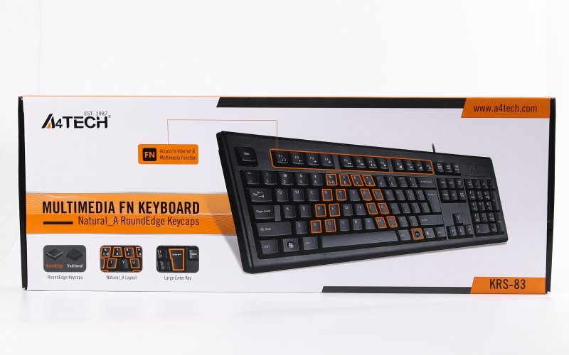 Клавіатура A4-Tech KRS-83 USB, чорна, 104клав, Великий Enter Comfort Rounded Edge keyboard X-slim, photo number 3