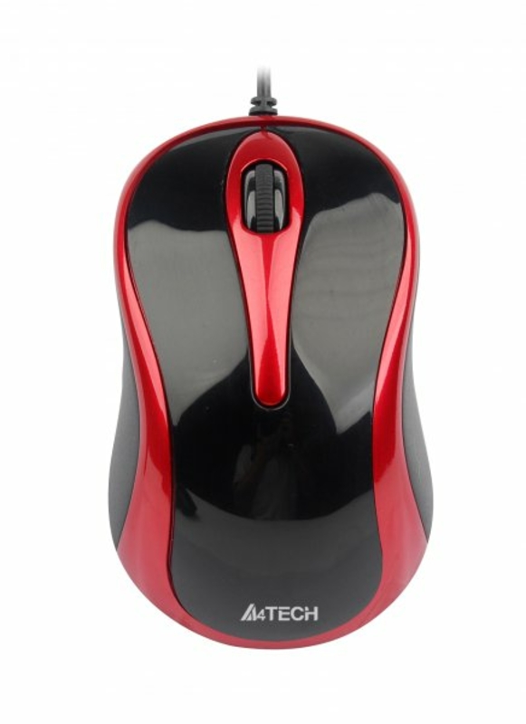 Миша A4Tech N-350-2 (Red+Black) міні V-Track USB, 1000 dpi, 4D колесо, фото №2