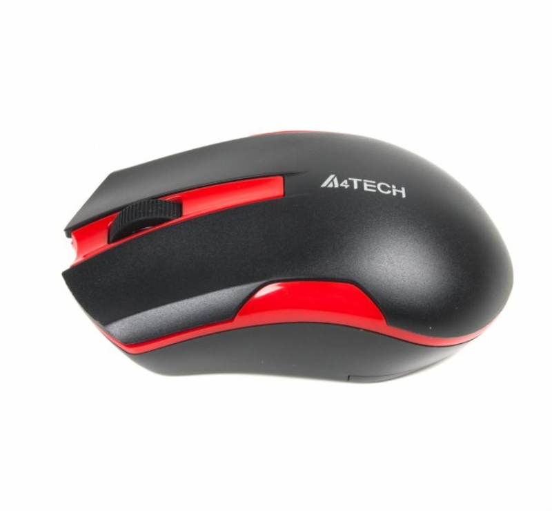 Миша A4Tech G3-200 N USB V-Track  , бездротова, 1000dpi, чорна+ червоний, фото №3