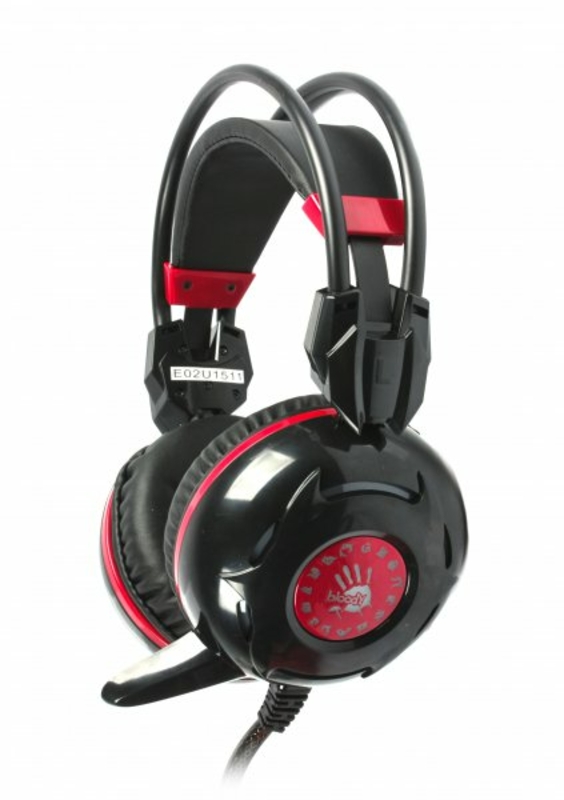 Навушники A4Tech Bloody G300 (Black+Red) ігрові з мікрофоном, неонове підсвічування, чорні, фото №2