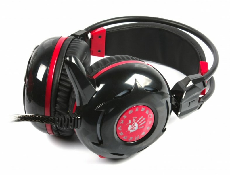 Навушники A4Tech Bloody G300 (Black+Red) ігрові з мікрофоном, неонове підсвічування, чорні, photo number 4