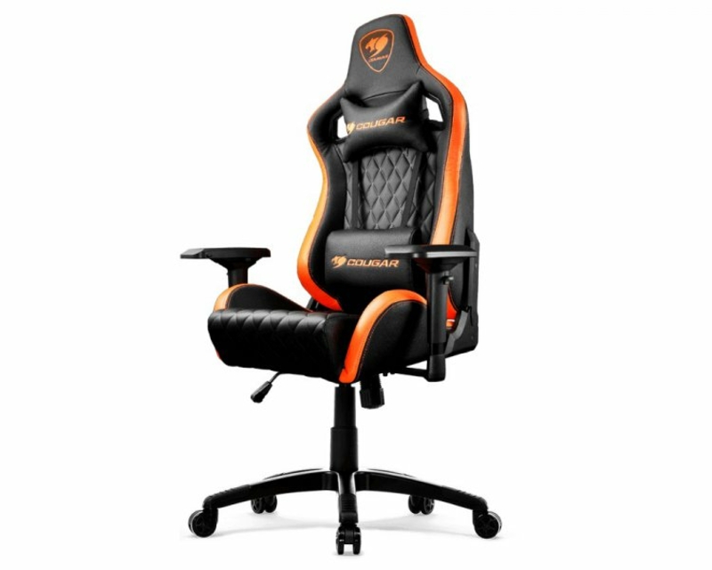 Крісло ігрове ARMOR S, дихаюча екошкіра, сталевий каркас, чорний+помаранчевий, фото №3