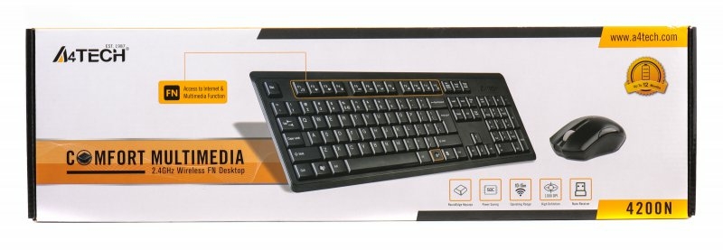 Комплект бездротовий A4 Tech 4200N, V-Track, клавіатура+миша, чорний, фото №4