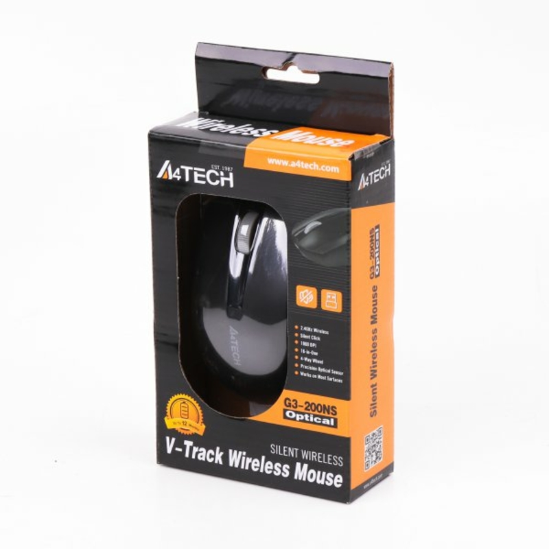 Миша A4Tech-G3-200NS USB V-Track, бездротова, 1000dpi, чорна, numer zdjęcia 7