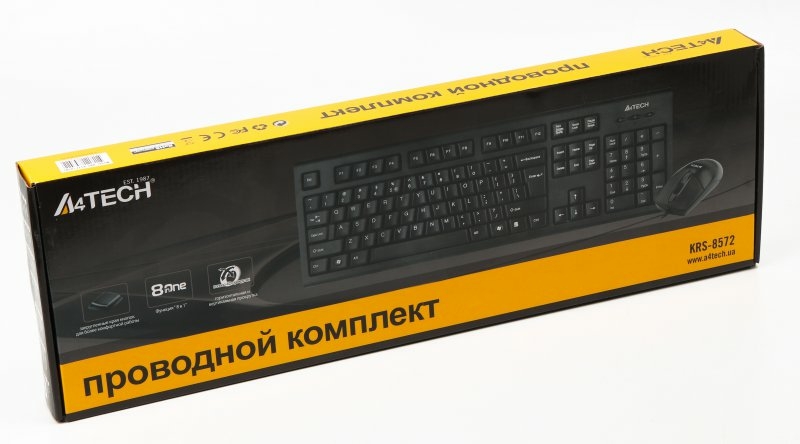 Комплект A4Tech клавіатура+мишка KRS-85+OP-720, USB, Чорна, фото №7