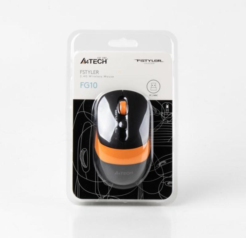 Миша бездротова A4Tech Fstyler FG10 (Orange),  USB, колір чорний+помаранчевий, photo number 7