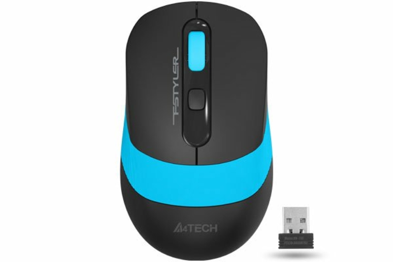 Миша бездротова A4Tech Fstyler FG10 (Blue),  USB, колір чорний+блакитний, photo number 2