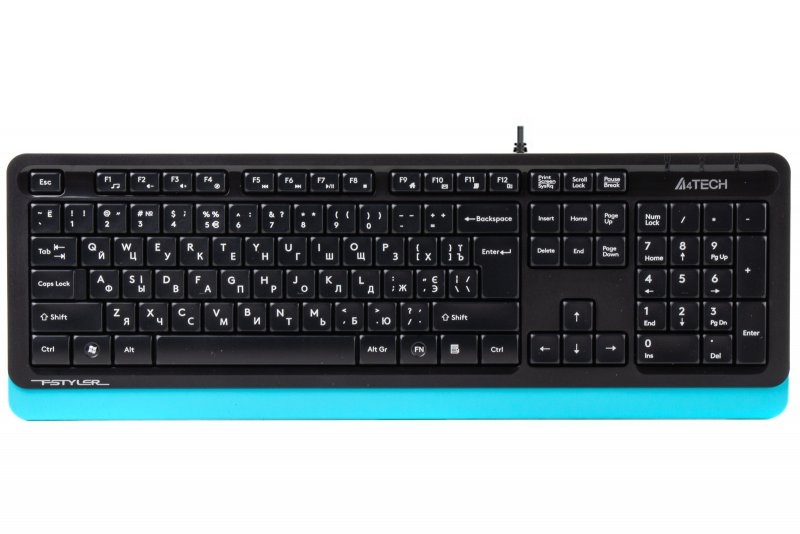 Клавіатура A4Tech Fstyler FK10 (Blue) , USB, чорний+ блакитний, numer zdjęcia 2