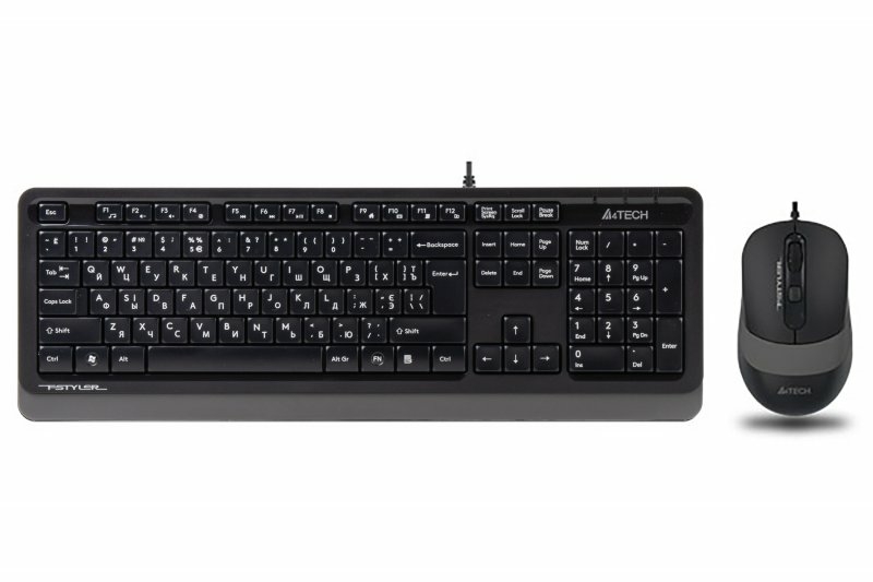 A4Tech Fstyler F1010, комплект дротовий клавіатура з мишою, USB, чорний+сірий колір, фото №2