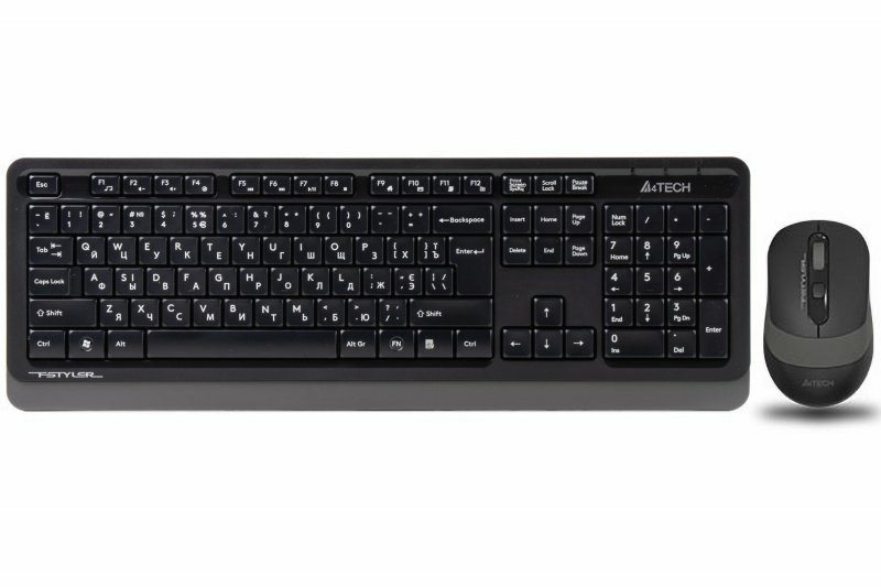 A4Tech Fstyler FG1010, комплект бездротовий клавіатура з мишою, чорний+сірий колір, photo number 2