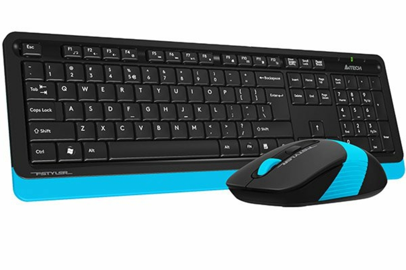 A4Tech Fstyler FG1010, комплект бездротовий клавіатура з мишою, чорний+блакитний колір, фото №6