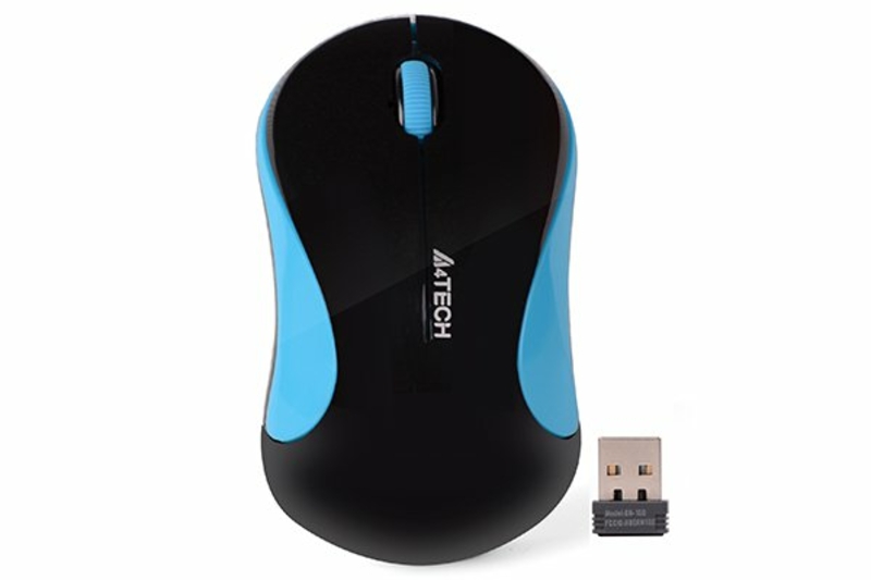 Миша A4 G3-270N USB V-Track  , бездротова, 1000dpi, чорний + блакитний, фото №2