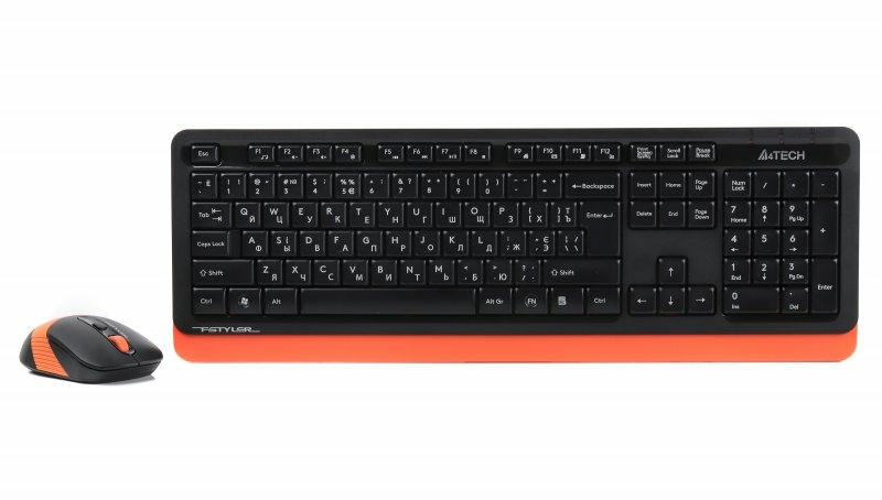 A4Tech Fstyler FG1010, комплект бездротовий клавіатура з мишою, чорний+помаранчевий колір, фото №3