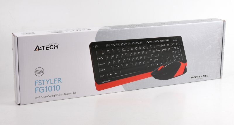 A4Tech Fstyler FG1010, комплект бездротовий клавіатура з мишою, чорний+помаранчевий колір, фото №6